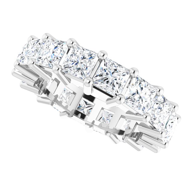 10K Gold Square Natural Diamond Shared-Prong Eternity Band – 3.75x3.75 mm Stones - White Gold - view 5