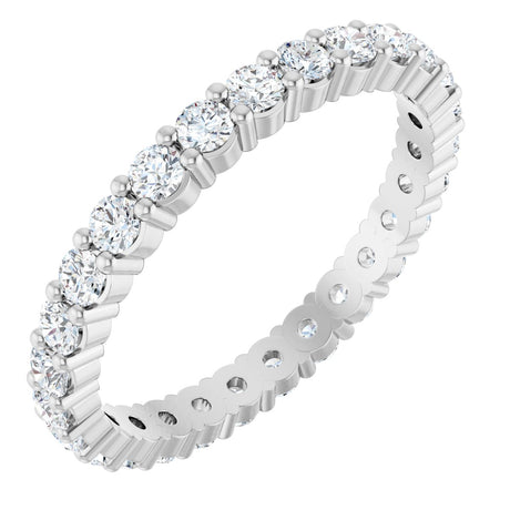 10K Gold Round Natural Diamond Shared-Prong Eternity Band – 2 mm Stones - White Gold