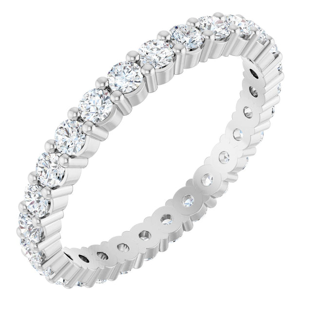 10K Gold Round Natural Diamond Shared-Prong Eternity Band – 2 mm Stones - White Gold