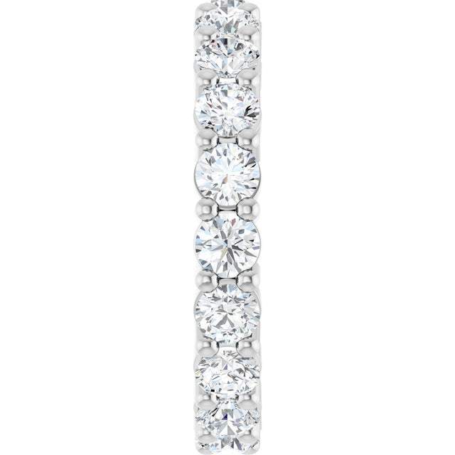 10K Gold Round Lab-Grown Diamond Shared-Prong Eternity Band – 3 mm Stones - White Gold - view 4