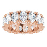 10K Gold Oval Natural Diamond Shared-Prong Eternity Band – 6x4 mm Stones - Rose Gold - view 3