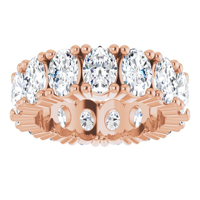 10K Gold Oval Natural Diamond Shared-Prong Eternity Band – 6x4 mm Stones - Rose Gold - view 3