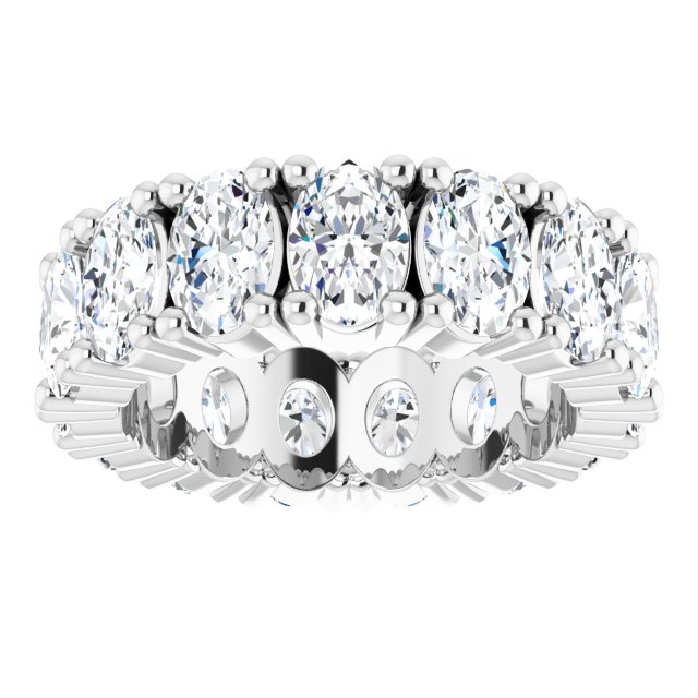 10K Gold Oval Natural Diamond Shared-Prong Eternity Band – 6x4 mm Stones - White Gold - view 3