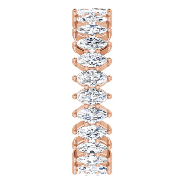 14K Gold Marquise Natural Diamond Shared-Prong Eternity Band – 4x2 mm Stones - Rose Gold - view 4