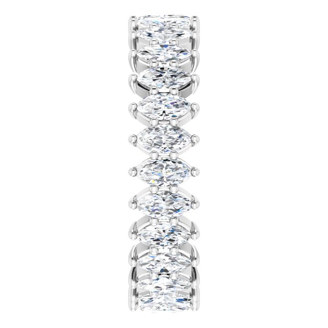 14K Gold Marquise Natural Diamond Shared-Prong Eternity Band – 4x2 mm Stones - White Gold - view 4