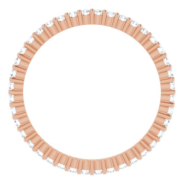 10K Gold Round Lab-Grown Diamond Shared-Prong Eternity Band – 1.3 mm Stones - Rose Gold - view 2