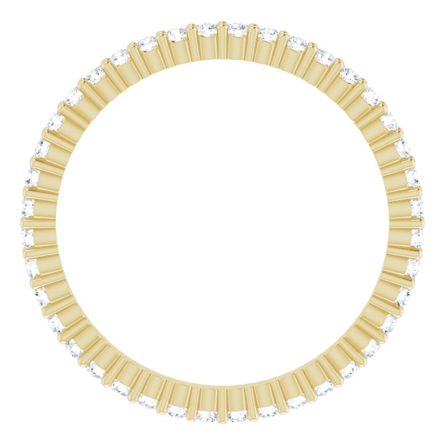 14K Gold Round Lab-Grown Diamond Shared-Prong Eternity Band – 1.3 mm Stones - Yellow Gold - view 2