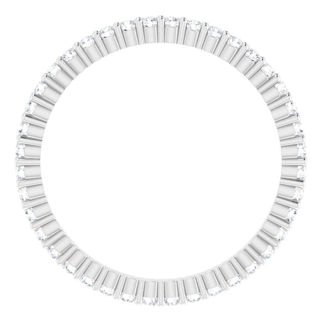 10K Gold Round Lab-Grown Diamond Shared-Prong Eternity Band – 1.3 mm Stones - White Gold - view 2