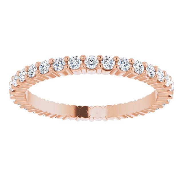 10K Gold Round Lab-Grown Diamond Shared-Prong Eternity Band – 1.5 mm Stones - Rose Gold - view 3