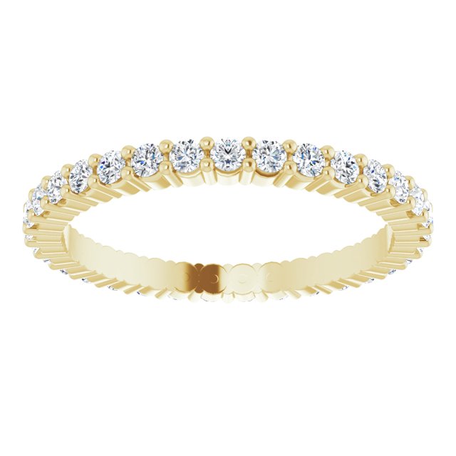 10K Gold Round Natural Diamond Shared-Prong Eternity Band – 1.5 mm Stones - Yellow Gold - view 3