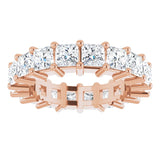 10K Gold Square Natural Diamond Shared-Prong Eternity Band – 3.25x3.25 mm Stones - Rose Gold - view 3