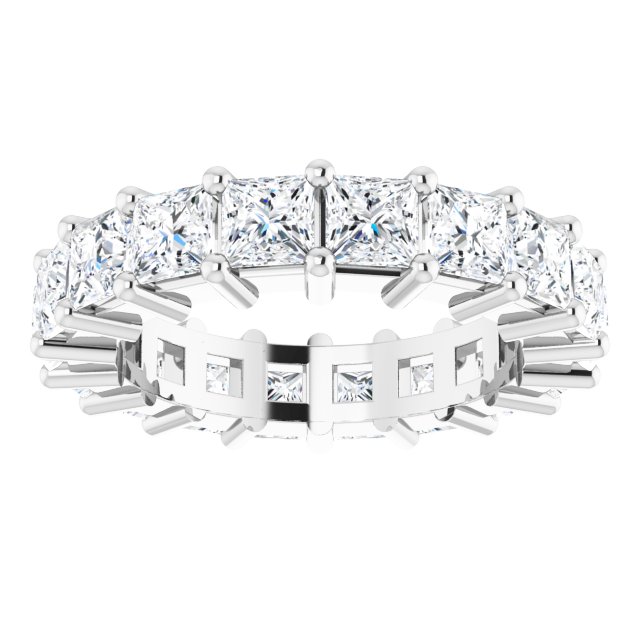 10K Gold Square Natural Diamond Shared-Prong Eternity Band – 3.25x3.25 mm Stones - White Gold - view 3