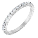 14K Gold Round Natural Diamond Shared-Prong Eternity Band – 1.5 mm Stones - White Gold