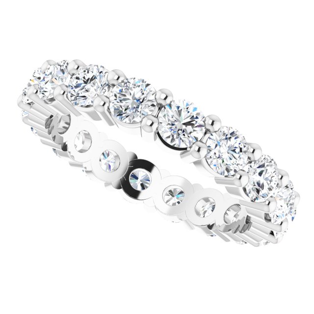 10K Gold Round Natural Diamond Shared-Prong Eternity Band – 3.2 mm Stones - White Gold - view 5