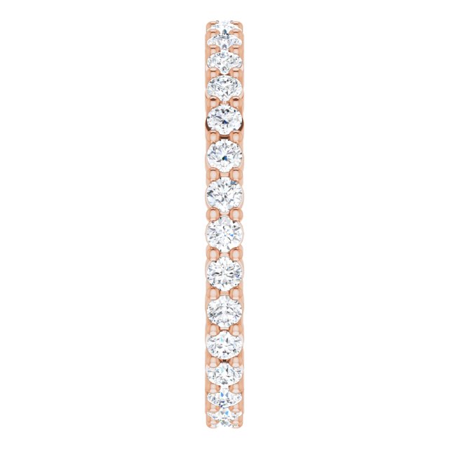 10K Gold Round Natural Diamond Shared-Prong Eternity Band – 1.75 mm Stones - Rose Gold - view 4