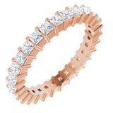 14K Gold Square Natural Diamond Shared-Prong Eternity Band – 2x2 mm Stones - Rose Gold