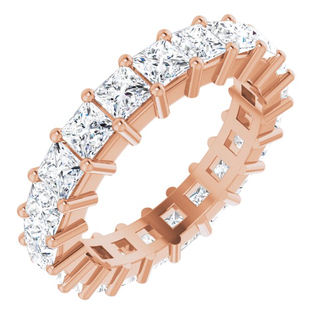 10K Gold Square Lab-Grown Diamond Shared-Prong Eternity Band – 3x3 mm Stones - Rose Gold