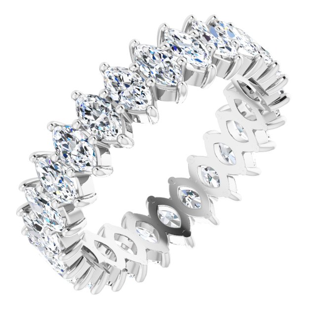 14K Gold Marquise Natural Diamond Shared-Prong Eternity Band – 4.25x2.25 mm Stones - White Gold