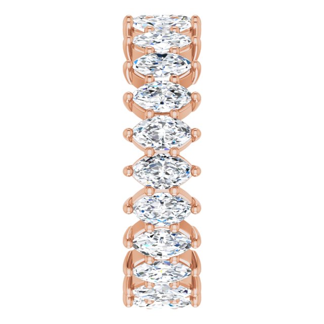 14K Gold Marquise Natural Diamond Shared-Prong Eternity Band – 4.5x2.5 mm Stones - Rose Gold - view 4