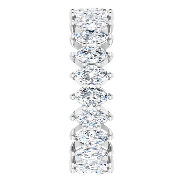 14K Gold Marquise Natural Diamond Shared-Prong Eternity Band – 4.5x2.5 mm Stones - White Gold - view 4