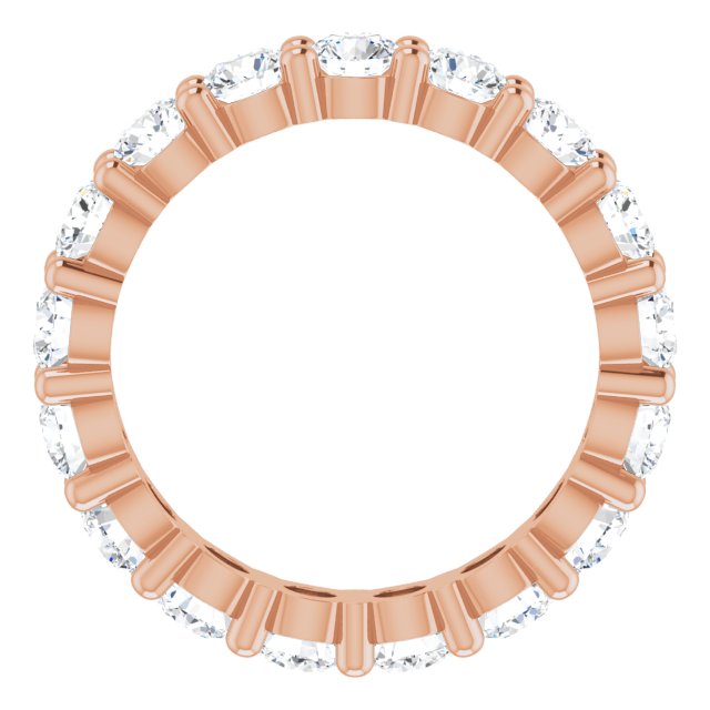 14K Gold Round Lab-Grown Diamond Shared-Prong Eternity Band – 3.4 mm Stones - Rose Gold - view 2