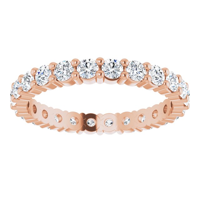 10K Gold Round Lab-Grown Diamond Shared-Prong Eternity Band – 2.25 mm Stones - Rose Gold - view 3