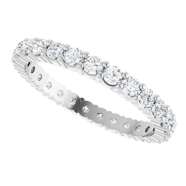 10K Gold Round Natural Diamond Shared-Prong Eternity Band – 2 mm Stones - White Gold - view 5