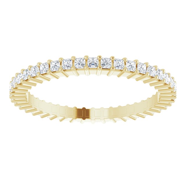 14K Gold Square Natural Diamond Shared-Prong Eternity Band – 1.25x1.25 mm Stones - Yellow Gold - view 3