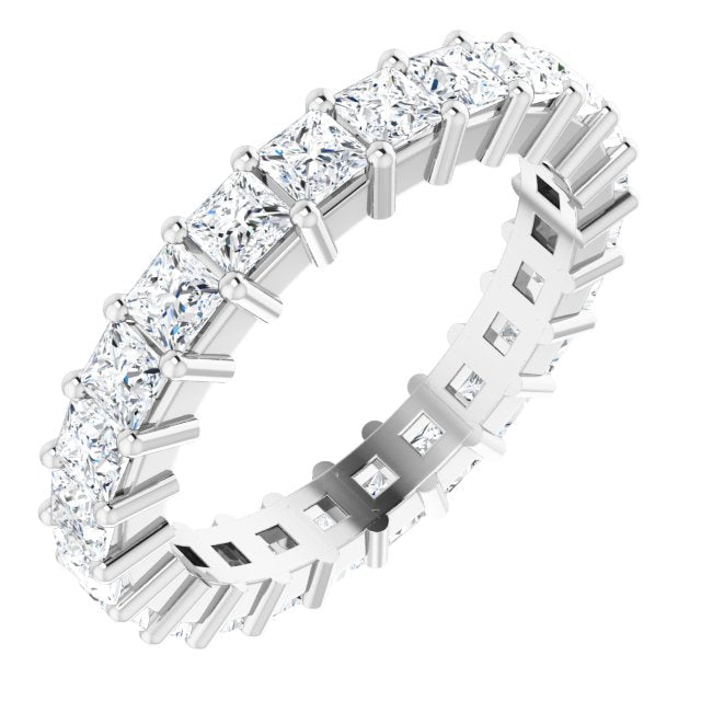 10K Gold Square Natural Diamond Shared-Prong Eternity Band – 2.5x2.5 mm Stones - White Gold