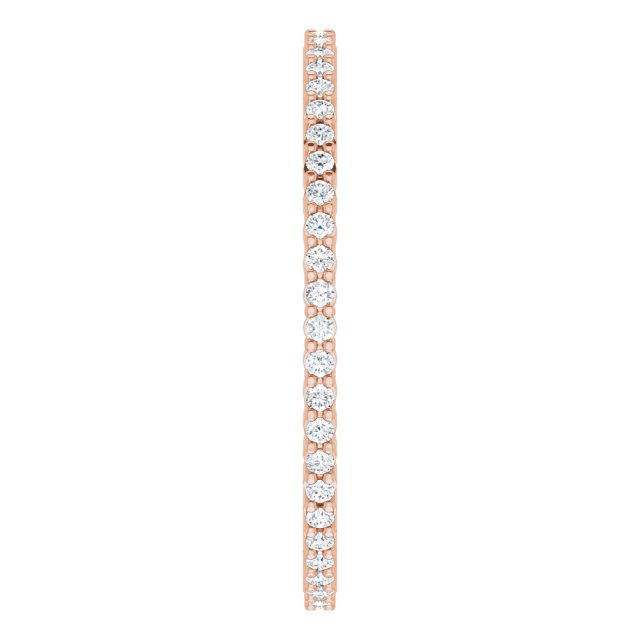 10K Gold Round Natural Diamond Shared-Prong Eternity Band – 1 mm Stones - Rose Gold - view 4