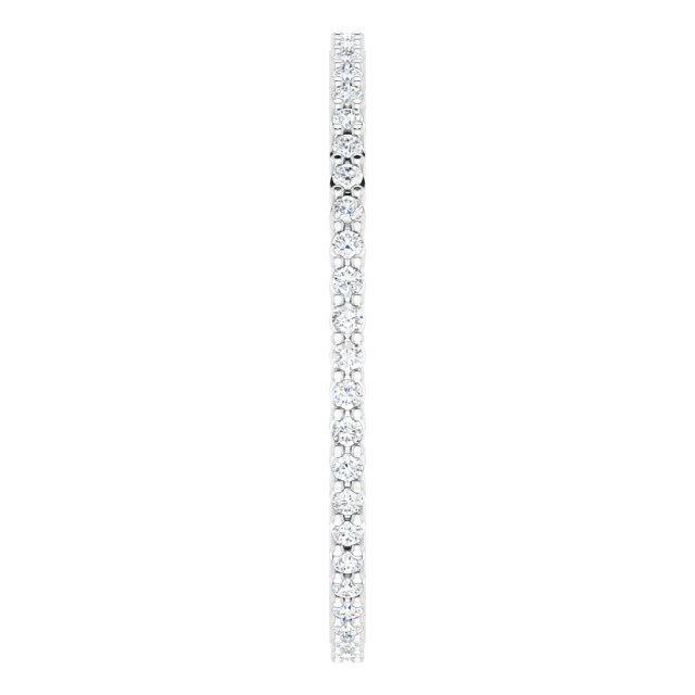 10K Gold Round Natural Diamond Shared-Prong Eternity Band – 1 mm Stones - White Gold - view 4