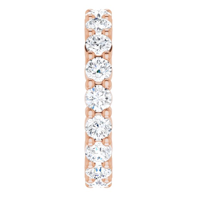 10K Gold Round Natural Diamond Shared-Prong Eternity Band – 3.2 mm Stones - Rose Gold - view 4