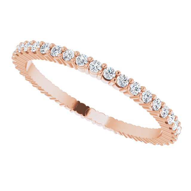 10K Gold Round Natural Diamond Shared-Prong Eternity Band – 1.3 mm Stones - Rose Gold - view 5