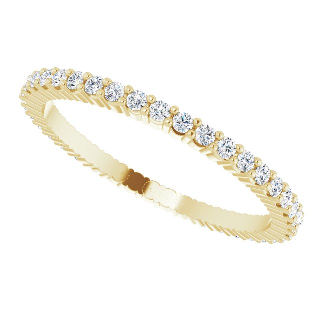 14K Gold Round Lab-Grown Diamond Shared-Prong Eternity Band – 1.3 mm Stones - Yellow Gold - view 5