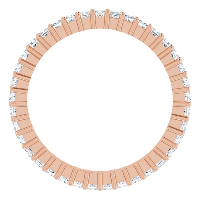 10K Gold Square Natural Diamond Shared-Prong Eternity Band – 1.5x1.5 mm Stones - Rose Gold - view 2