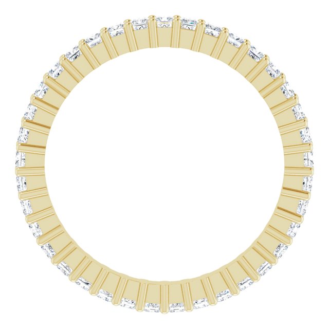 14K Gold Square Lab-Grown Diamond Shared-Prong Eternity Band – 1.5x1.5 mm Stones - Yellow Gold - view 2