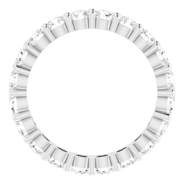 10K Gold Round Lab-Grown Diamond Shared-Prong Eternity Band – 3 mm Stones - White Gold - view 2