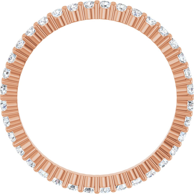 10K Gold Round Lab-Grown Diamond Shared-Prong Eternity Band – 1.5 mm Stones - Rose Gold - view 2