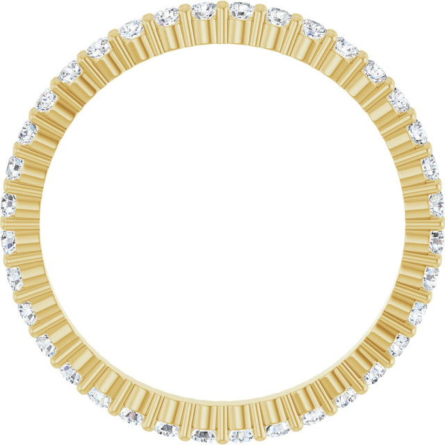 14K Gold Round Natural Diamond Shared-Prong Eternity Band – 1.5 mm Stones - Yellow Gold - view 2