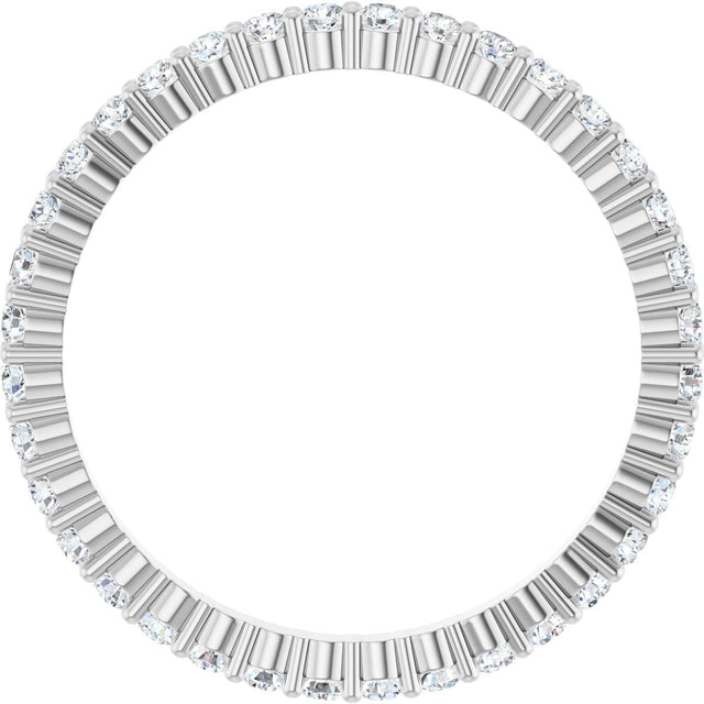 10K Gold Round Natural Diamond Shared-Prong Eternity Band – 1.5 mm Stones - White Gold - view 2