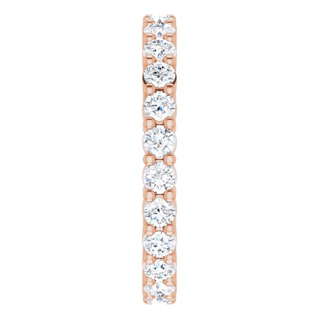 10K Gold Round Lab-Grown Diamond Shared-Prong Eternity Band – 2.25 mm Stones - Rose Gold - view 4