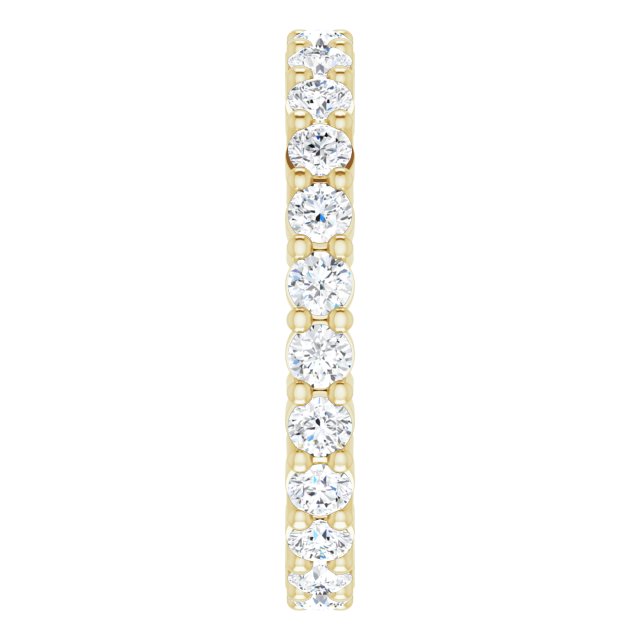 14K Gold Round Natural Diamond Shared-Prong Eternity Band – 2.25 mm Stones - Yellow Gold - view 4