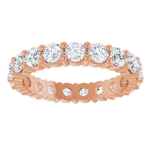 10K Gold Round Lab-Grown Diamond Shared-Prong Eternity Band – 3 mm Stones - Rose Gold - view 3
