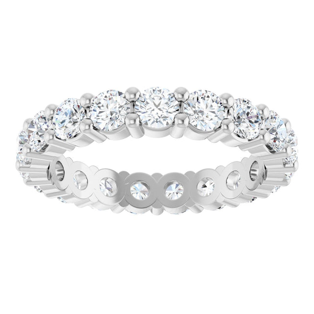 10K Gold Round Lab-Grown Diamond Shared-Prong Eternity Band – 3 mm Stones - White Gold - view 3