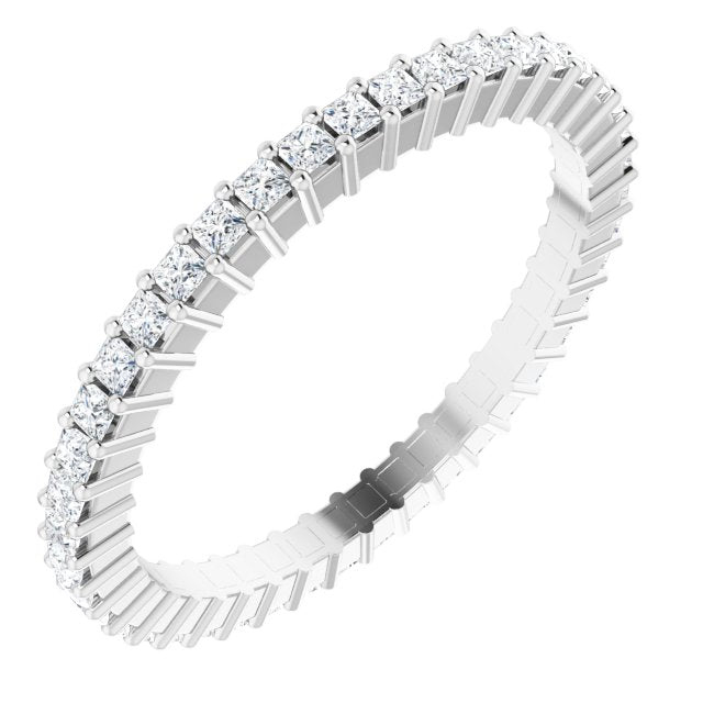 Platinum Square Natural Diamond Shared-Prong Eternity Band – 1.25x1.25 mm Stones