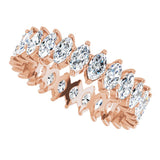 14K Gold Marquise Natural Diamond Shared-Prong Eternity Band – 4.25x2.25 mm Stones - Rose Gold - view 5