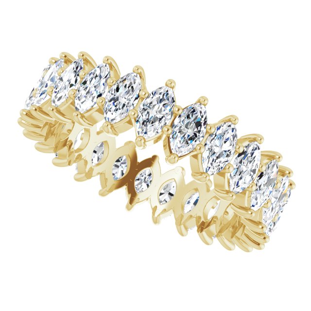 14K Gold Marquise Natural Diamond Shared-Prong Eternity Band – 4.25x2.25 mm Stones - Yellow Gold - view 5