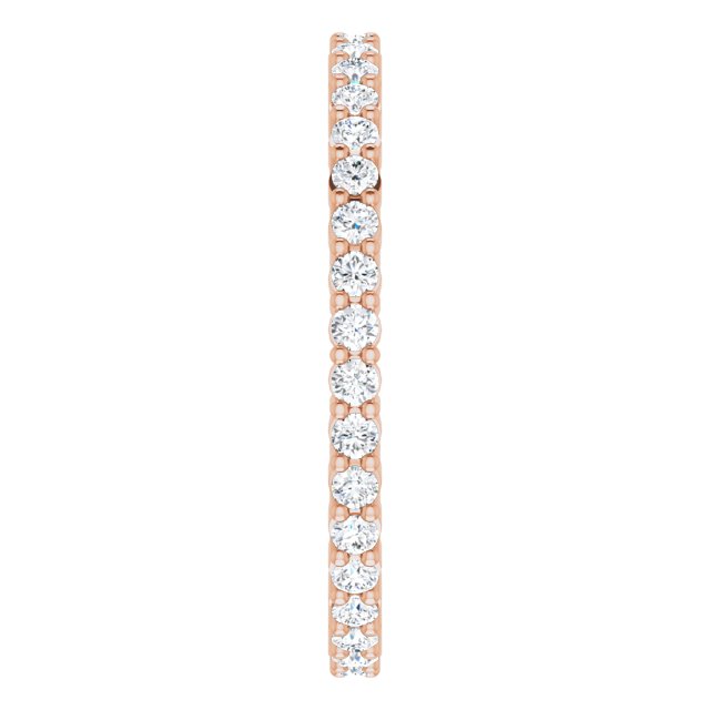 10K Gold Round Lab-Grown Diamond Shared-Prong Eternity Band – 1.5 mm Stones - Rose Gold - view 4