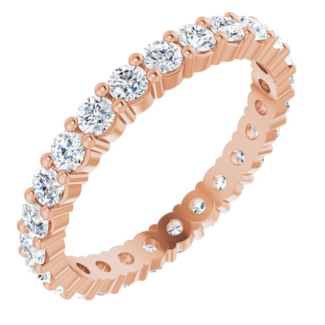 10K Gold Round Natural Diamond Shared-Prong Eternity Band – 2.25 mm Stones - Rose Gold