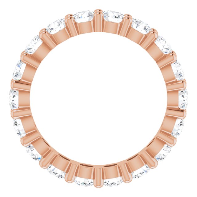 10K Gold Round Natural Diamond Shared-Prong Eternity Band – 3.2 mm Stones - Rose Gold - view 2